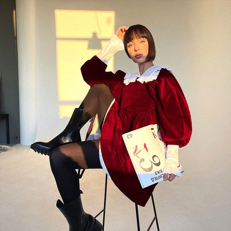 Lolita - Robe de mode à col de poupée français luxueux