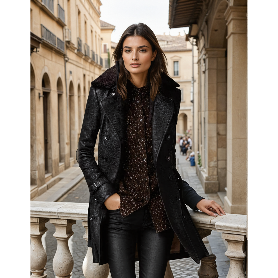 Hazel - Veste boutonnée ceinturée confortable