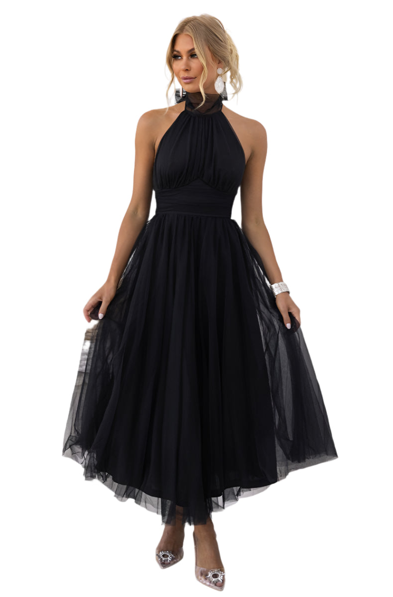 Precella - Élégante robe midi en tulle dos nu