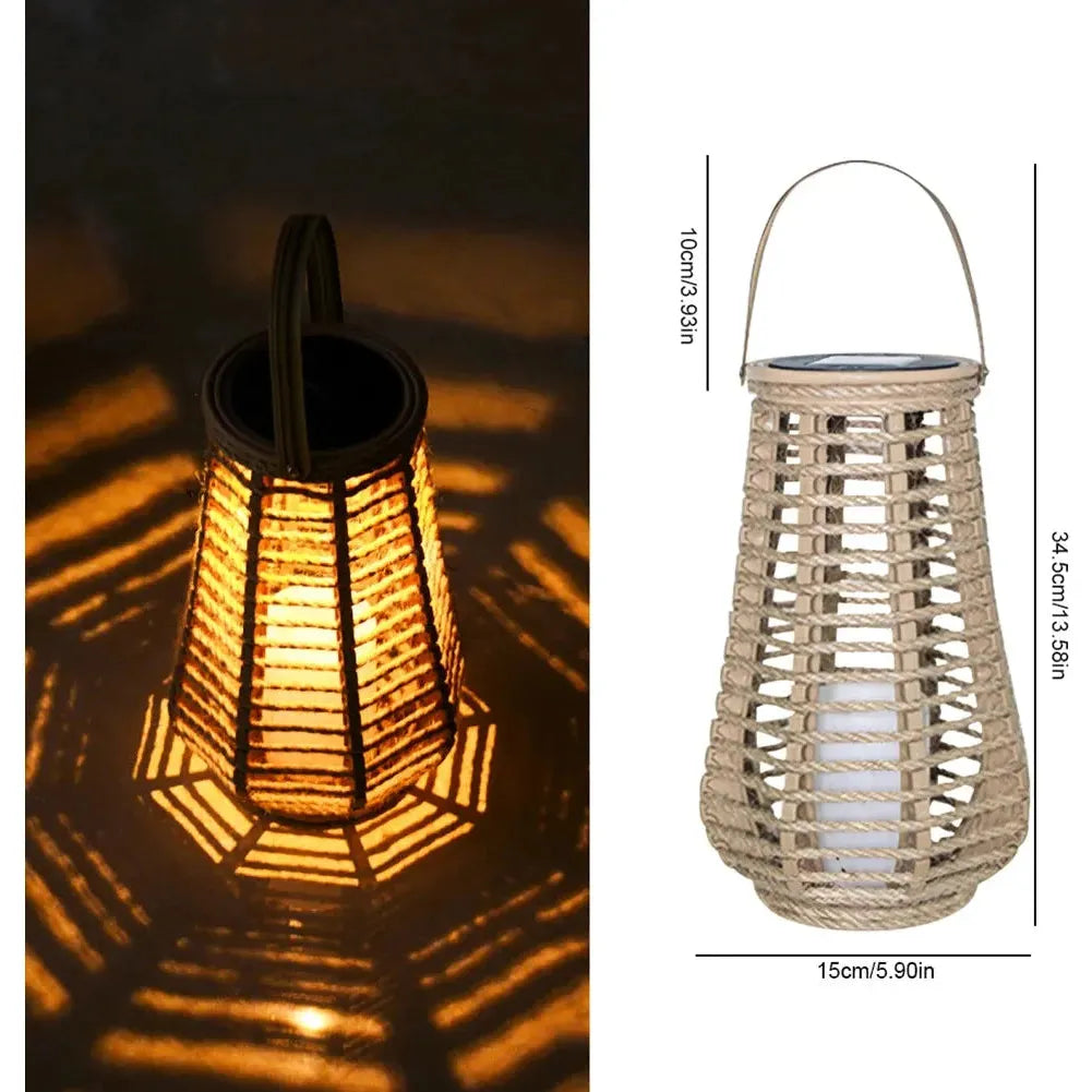 SolarGlow - Lanterne d'extérieur en rotin