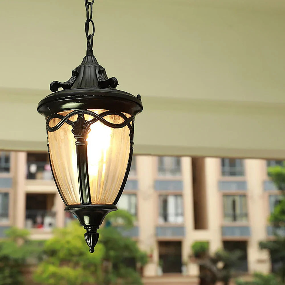 VintageGlow – lanterne suspendue avec écran en verre clair
