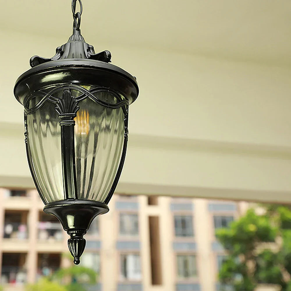 VintageGlow – lanterne suspendue avec écran en verre clair