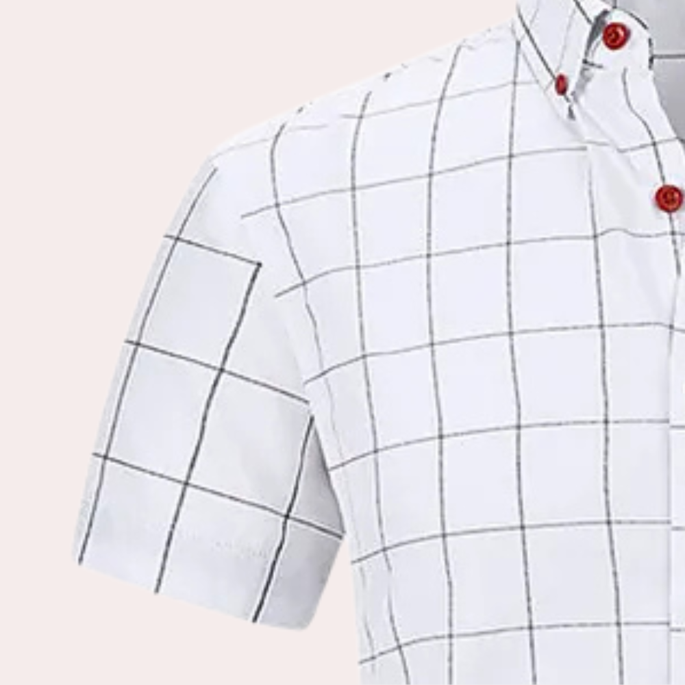 Philipe - Chemise à manches courtes à carreaux classique avec boutons