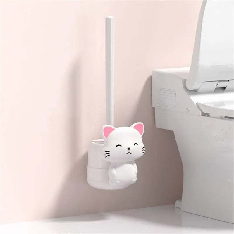 PurrfectClean - Brosse de toilette et support sur le thème des chats