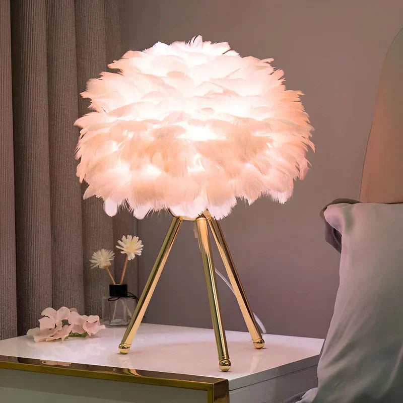 FeatherLuxe - Lampe en Plumes Douce Brillance