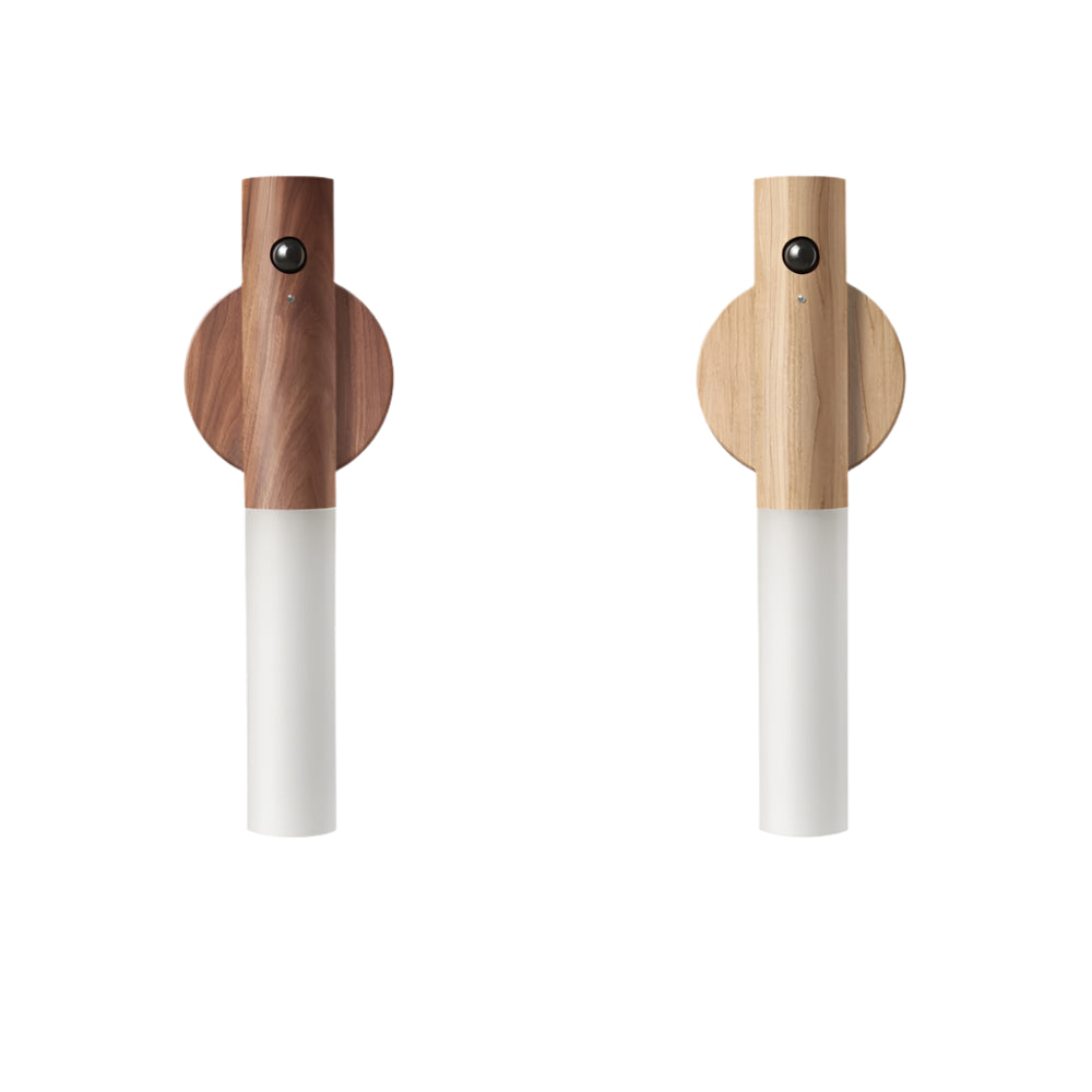 LumoGlow - Veilleuse LED minimaliste avec détecteur de mouvement et base en bois