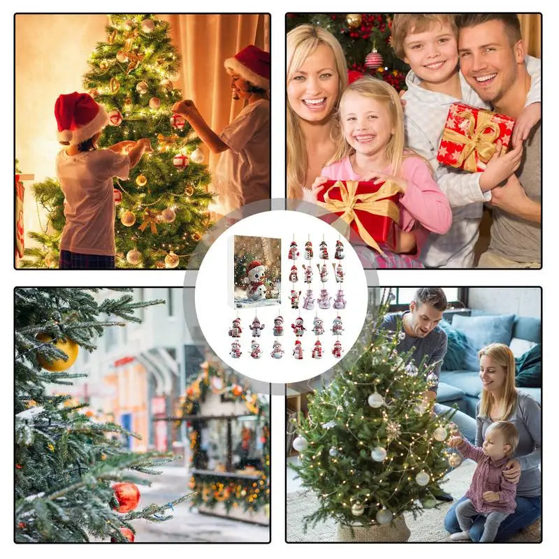 Calendrier de l'Avent 2024 Bonhomme de neige en acrylique plat Compte à rebours de Noël