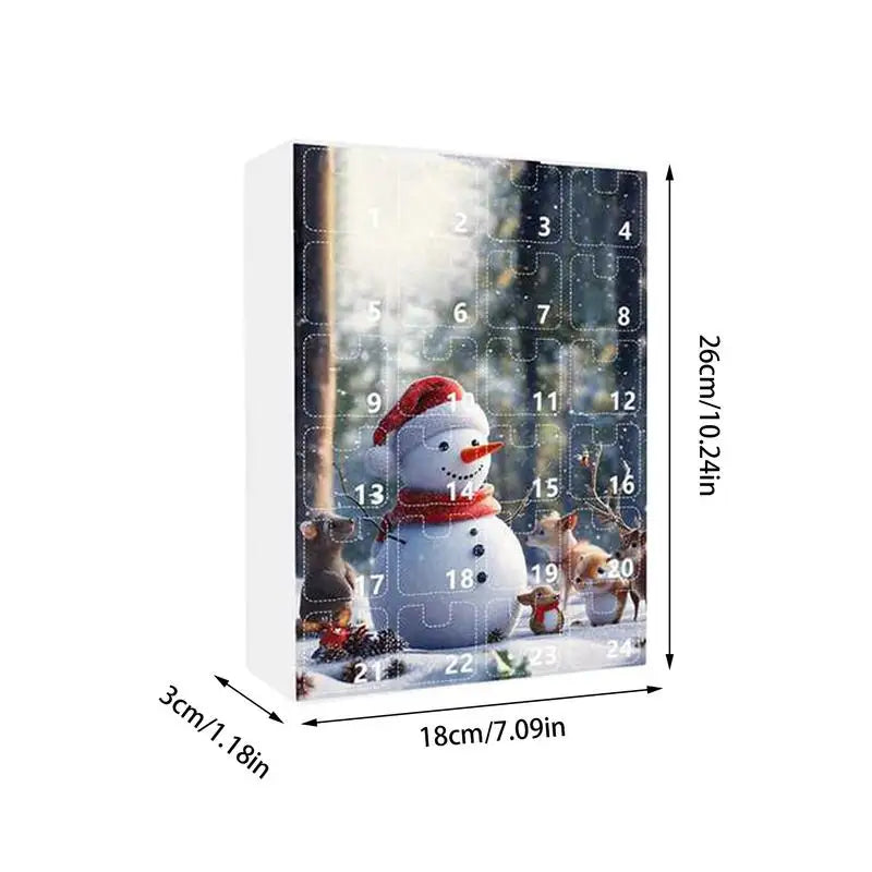 Calendrier de l'Avent 2024 Bonhomme de neige en acrylique plat Compte à rebours de Noël