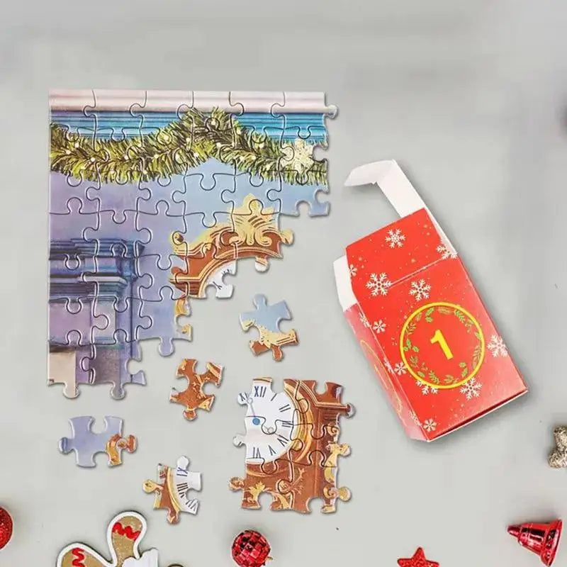 Calendrier de l'Avent avec puzzles pour le décompte jusqu'à Noël