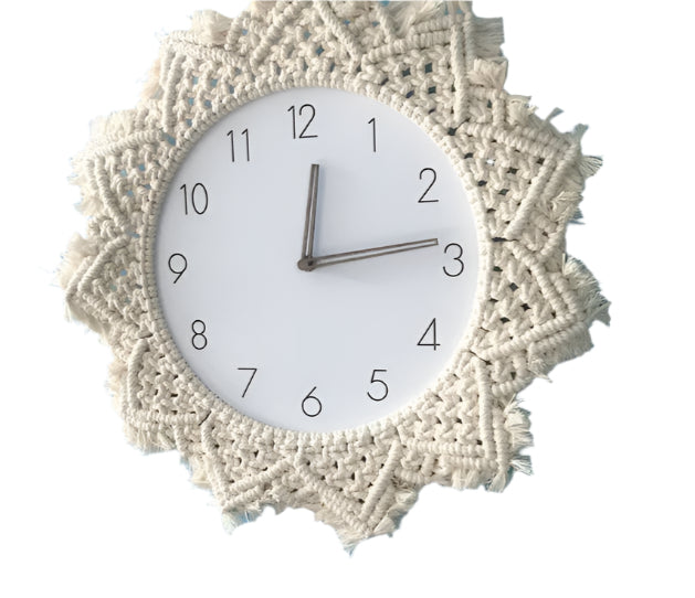 Bohotime - Horloge murale en macramé fait main