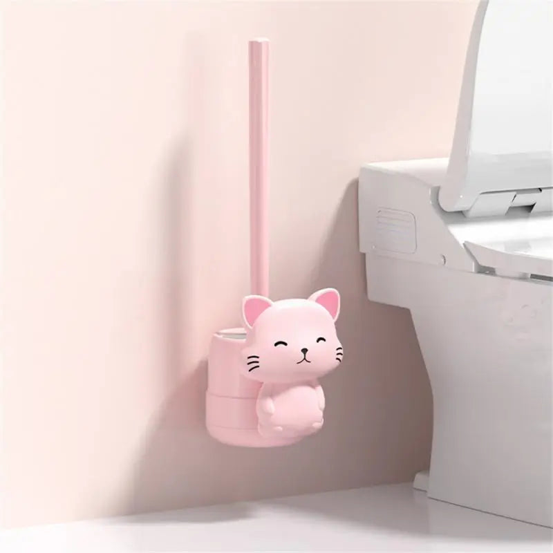 PurrfectClean - Brosse de toilette et support sur le thème des chats