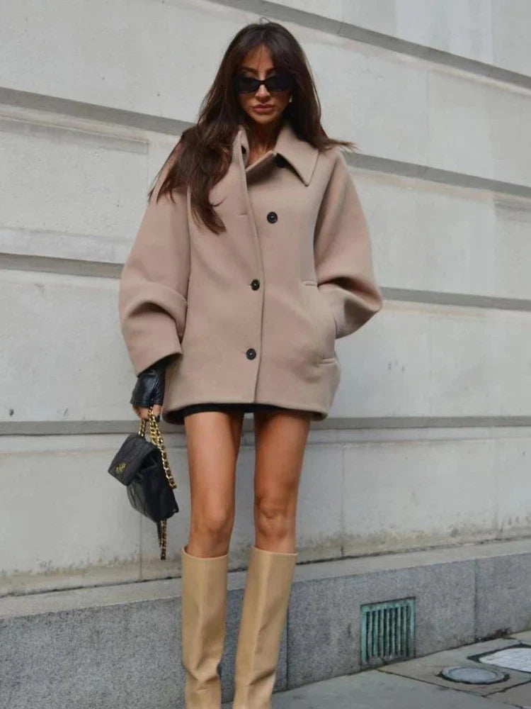 Caroline - Manteau décontracté oversized en laine mélange