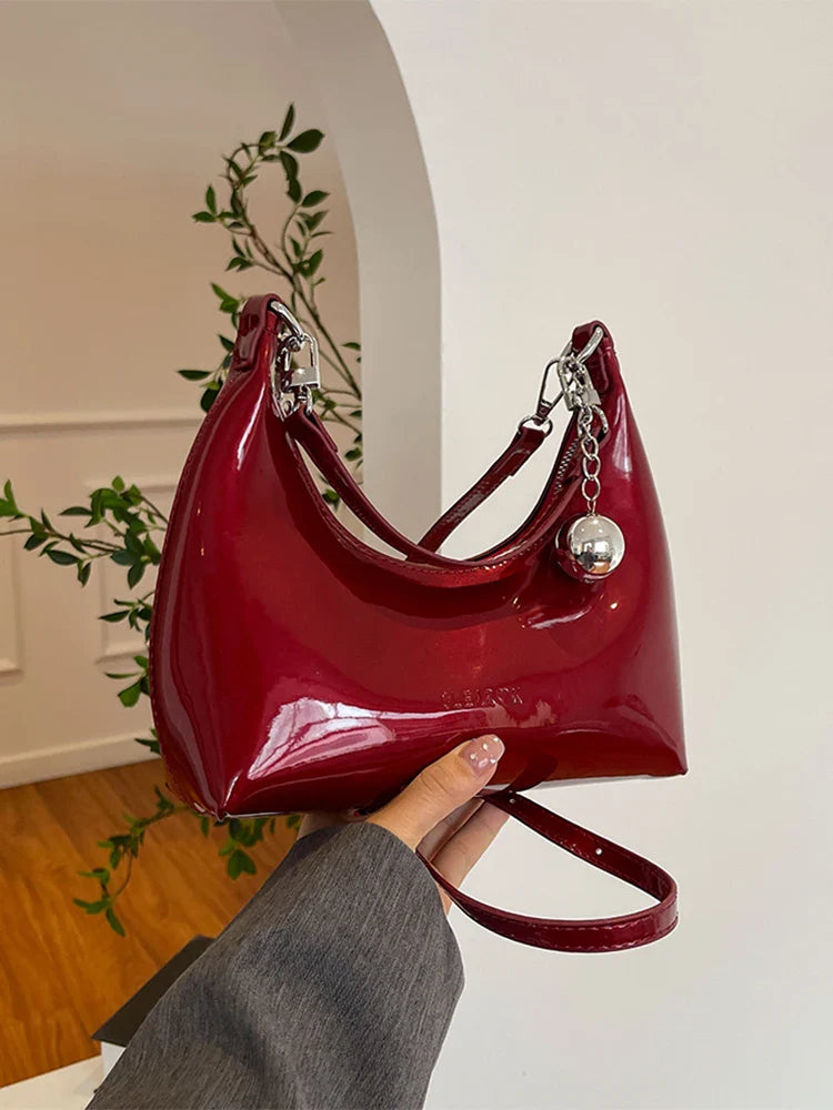 Sac avant-bras brillant avec fermeture éclair et sac à épaule