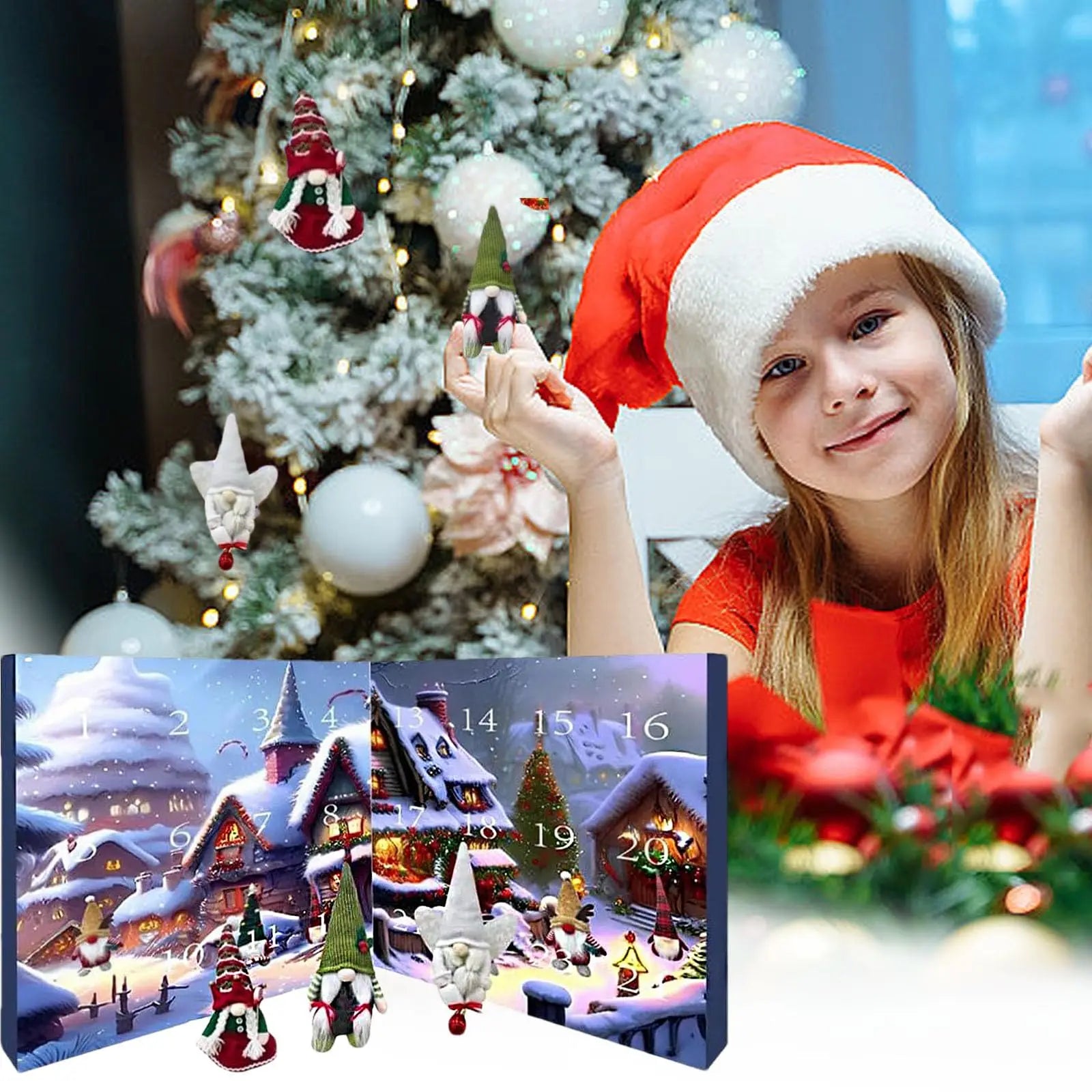 Calendrier de l'Avent de Noël de 24 jours avec des poupées gnome collectionnables