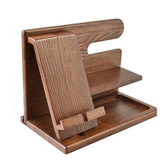 Station d'accueil Oliver DeskMate – Station de chargement et organisateur de bureau en bois pour téléphones et accessoires