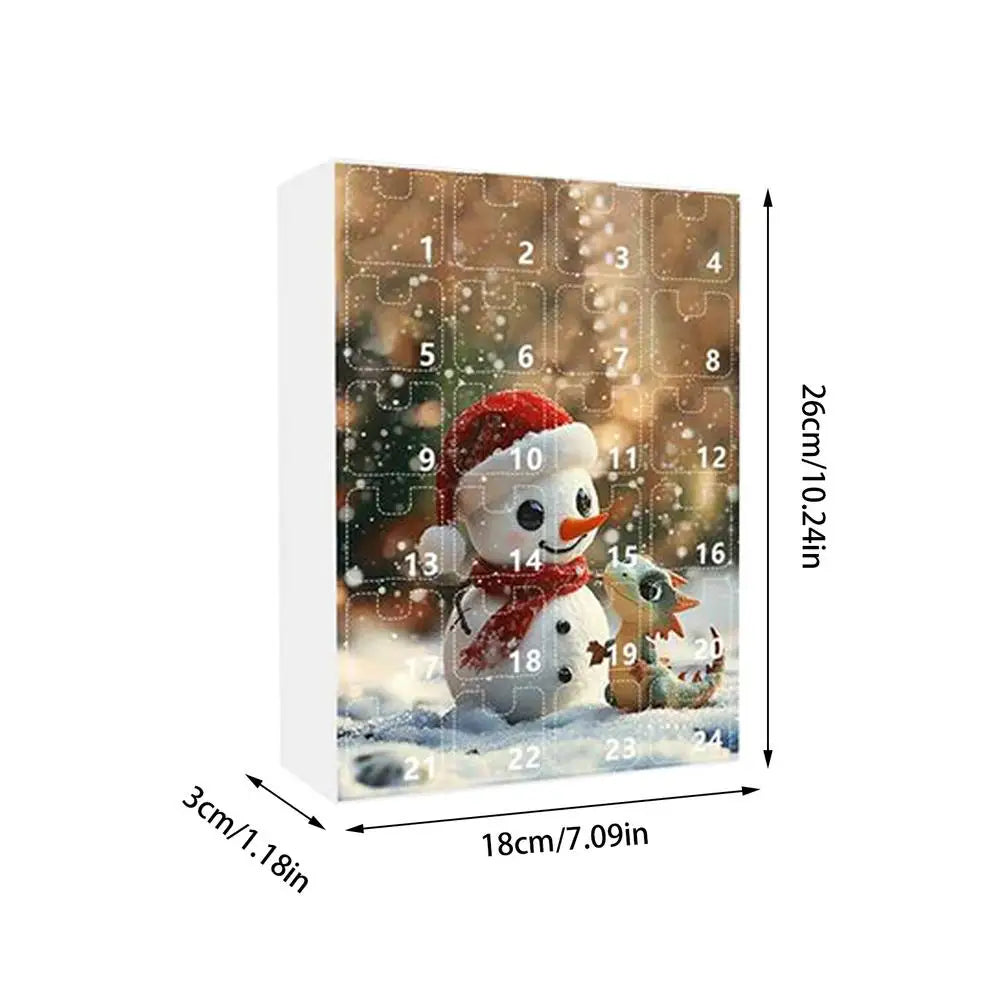 Calendrier de l'Avent 2024 Bonhomme de neige en acrylique plat Compte à rebours de Noël