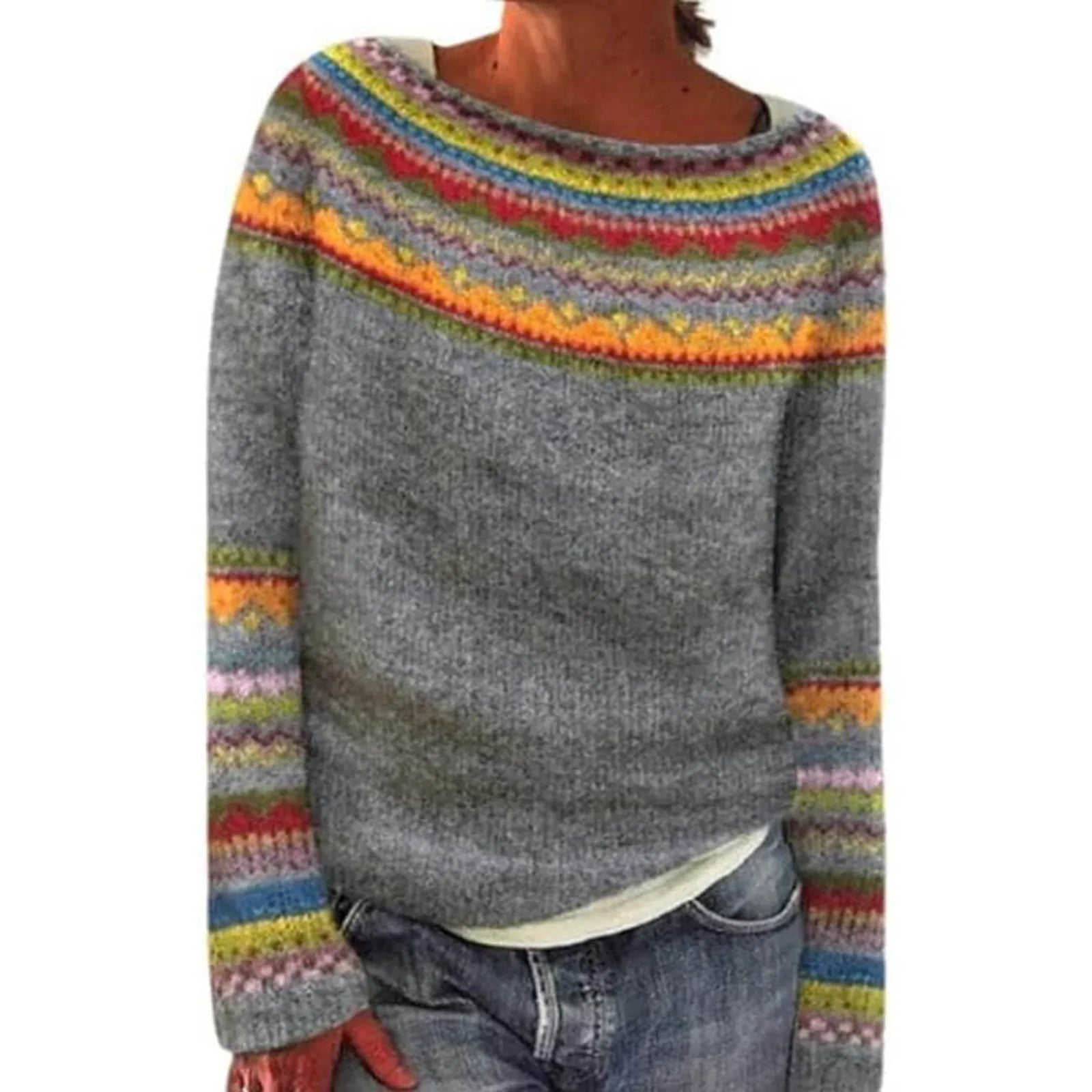 Christy - Pull Tricoté d'Hiver à Manches Longues