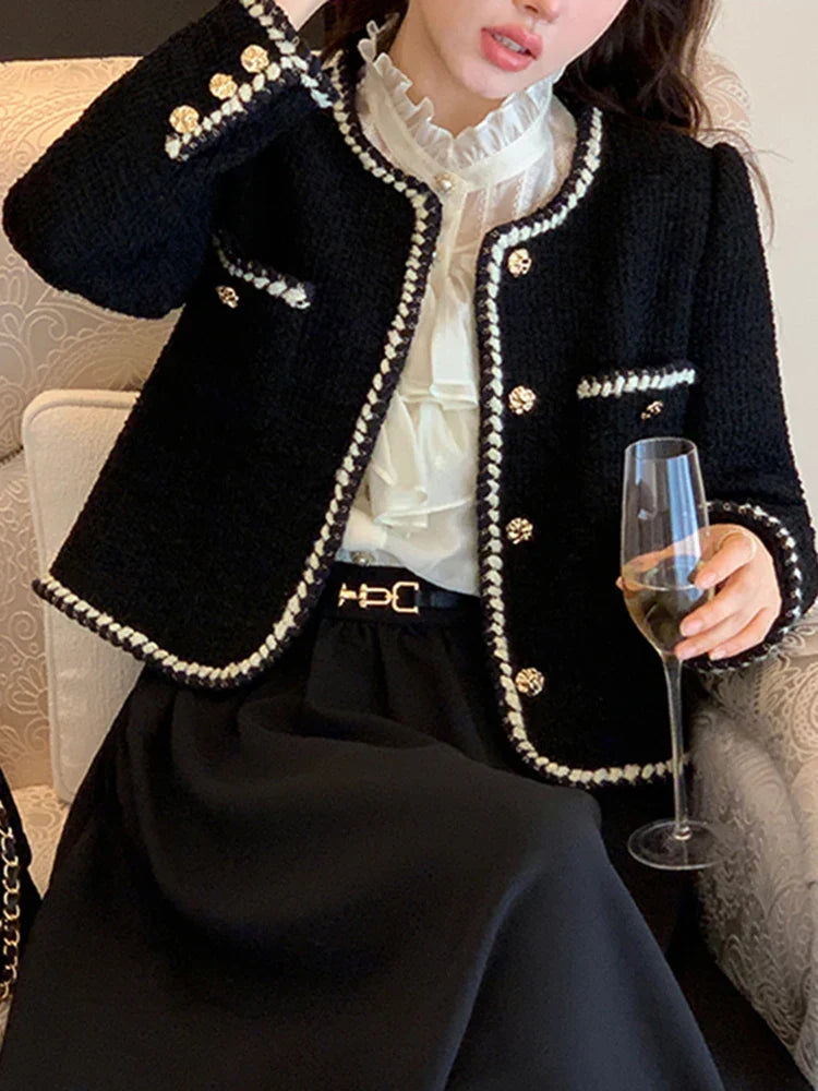 Blazer en tweed à col rond stylé Florey