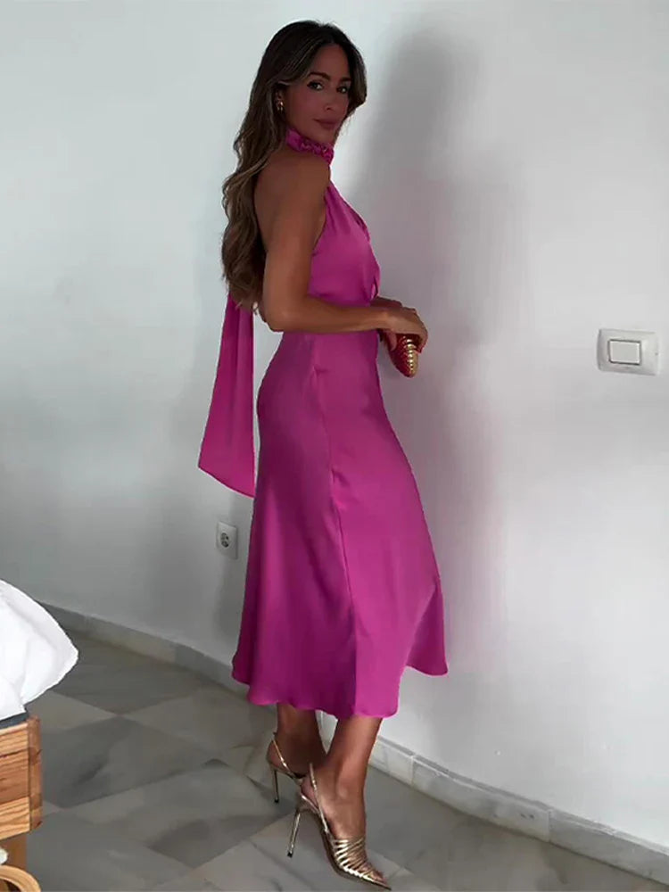 Mia - Robe Halter Femme 3D Fleur