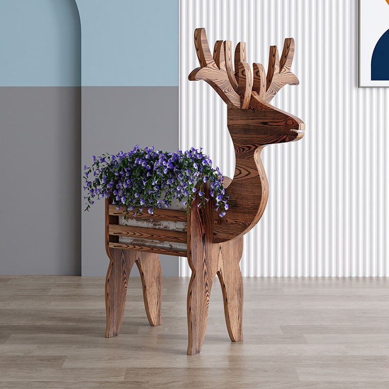 WhimsiRustic - Support de fleurs en bois astucieux renne
