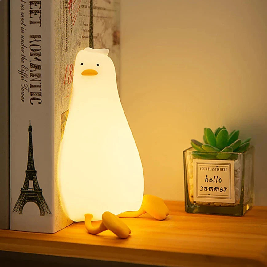 Lampe de nuit rechargeable en silicone en forme de canard mignon