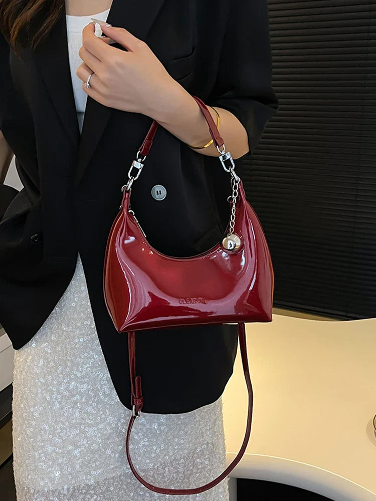 Sac avant-bras brillant avec fermeture éclair et sac à épaule
