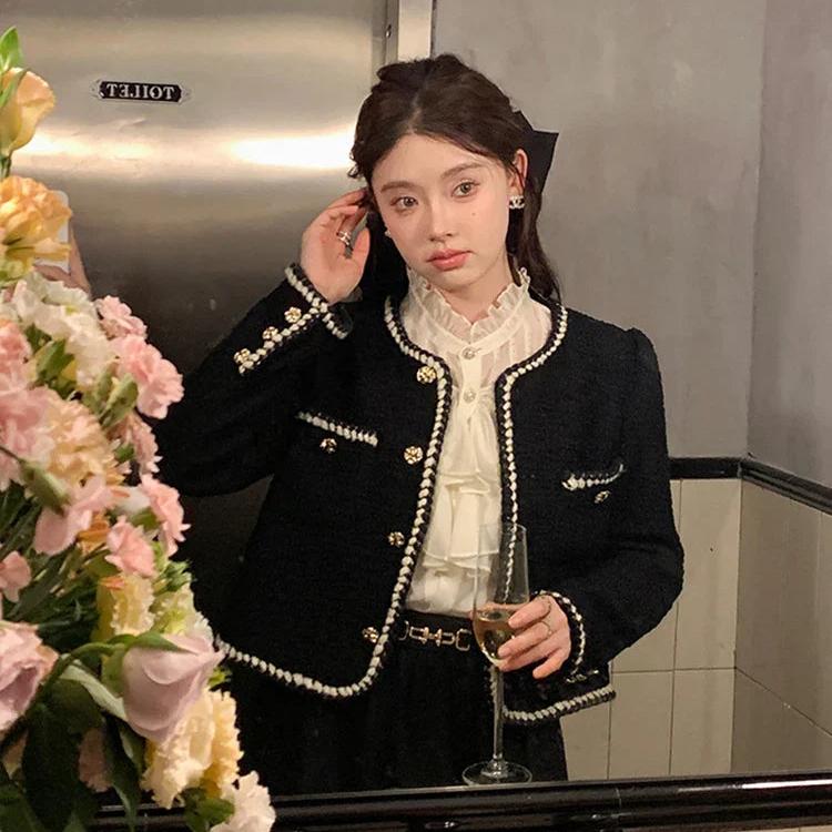 Blazer en tweed à col rond stylé Florey