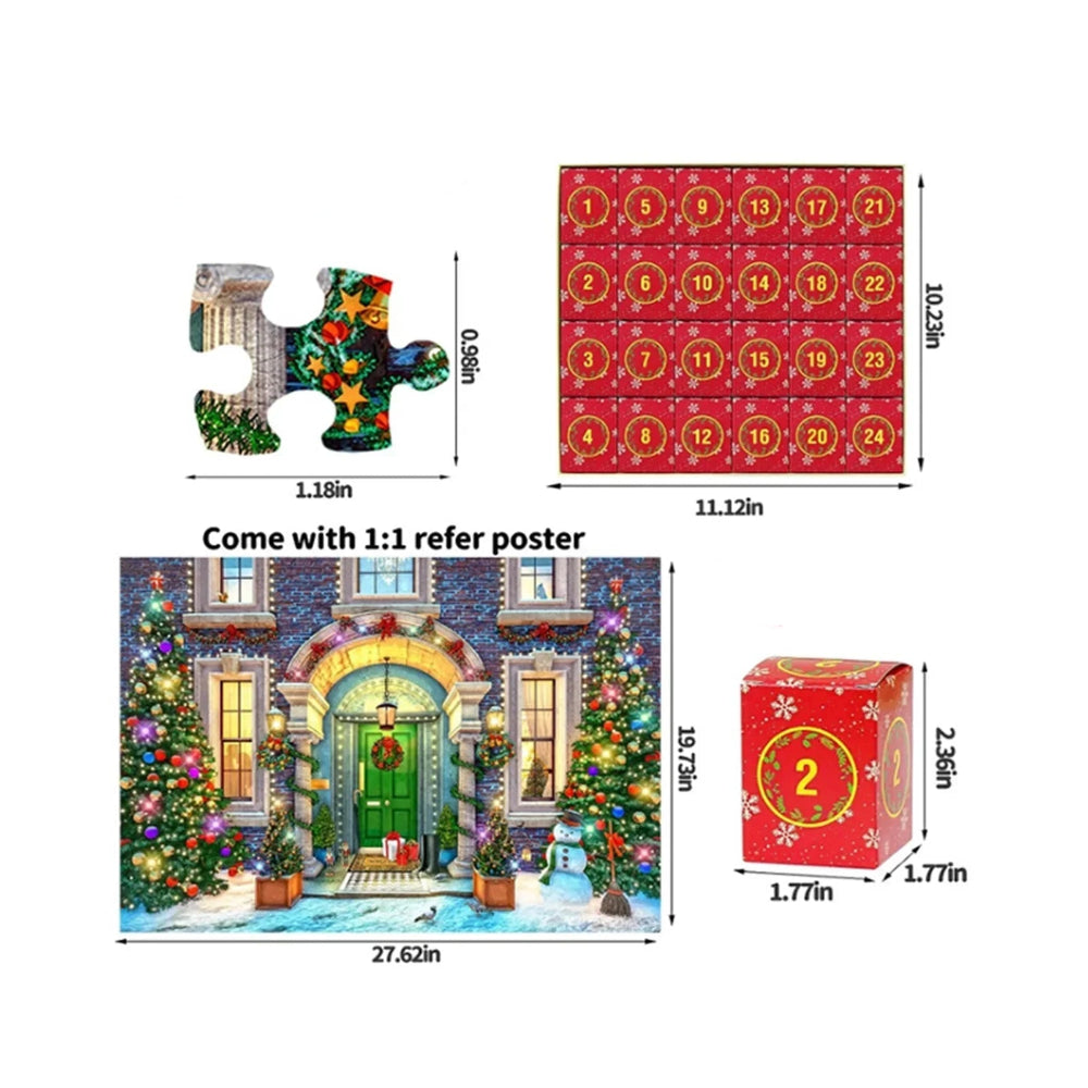 Calendrier de l'Avent avec puzzle de Noël – Compte à rebours de 24 jours