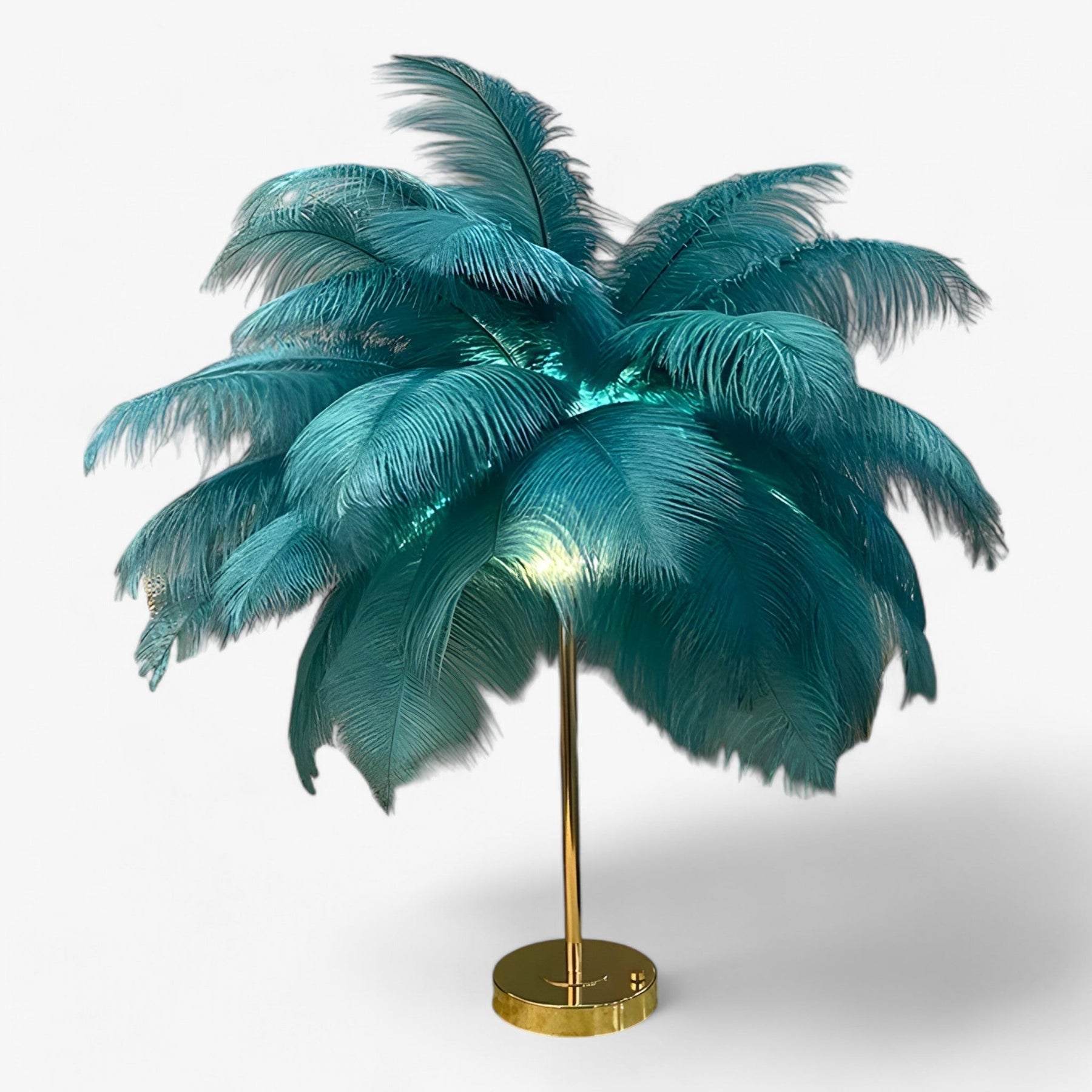 LuxePalm - Lampe de table LED en plumes de palmier glamour