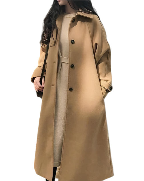 Barbara - Manteau long classique pour femme avec taille cintrée
