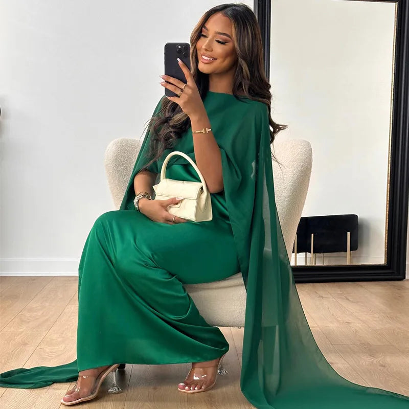 Jennifer - Robe maxi cape élégante