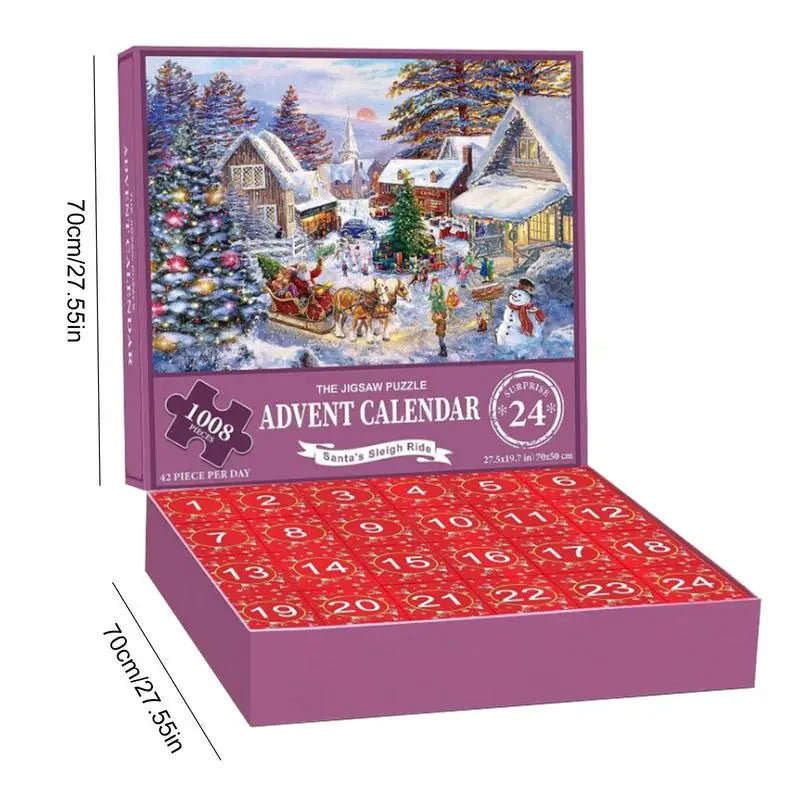 Calendrier de l'Avent Puzzle Village de Noël de 1008 pièces