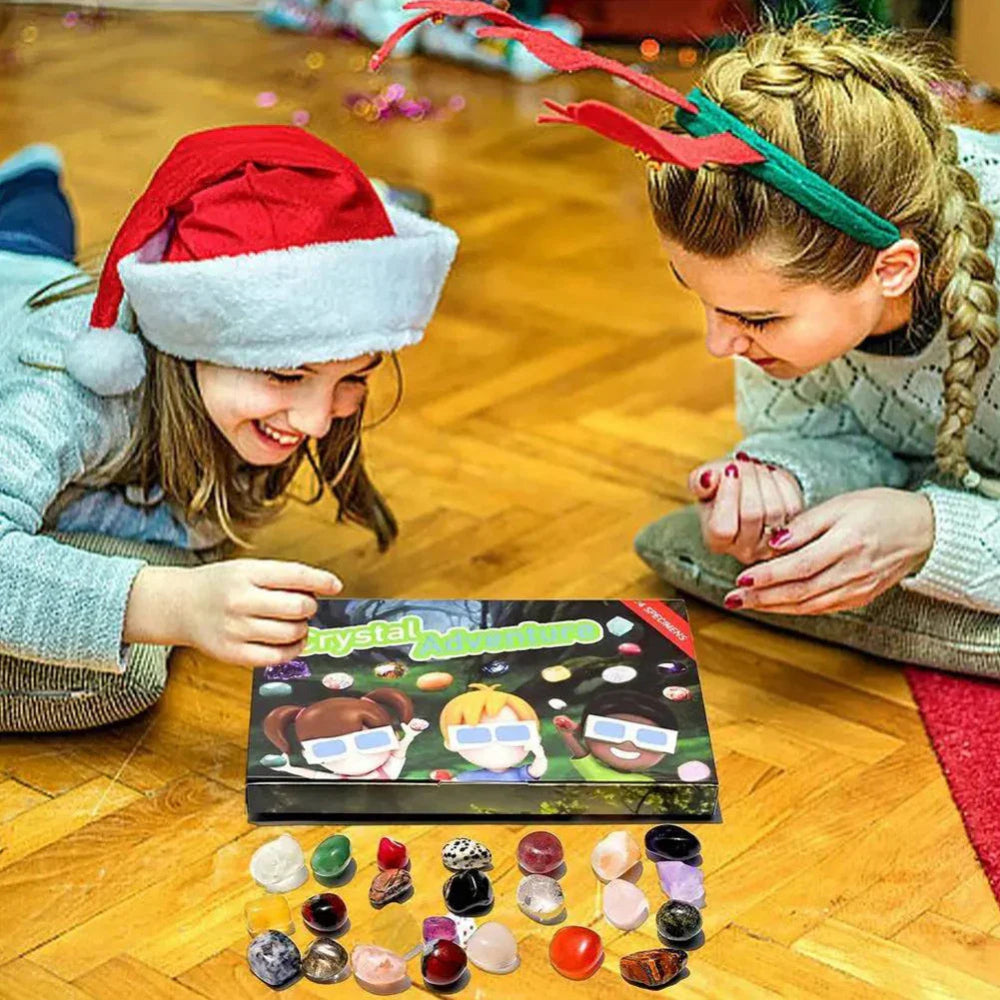 Calendrier de l'Avent avec 24 pierres précieuses et cristaux