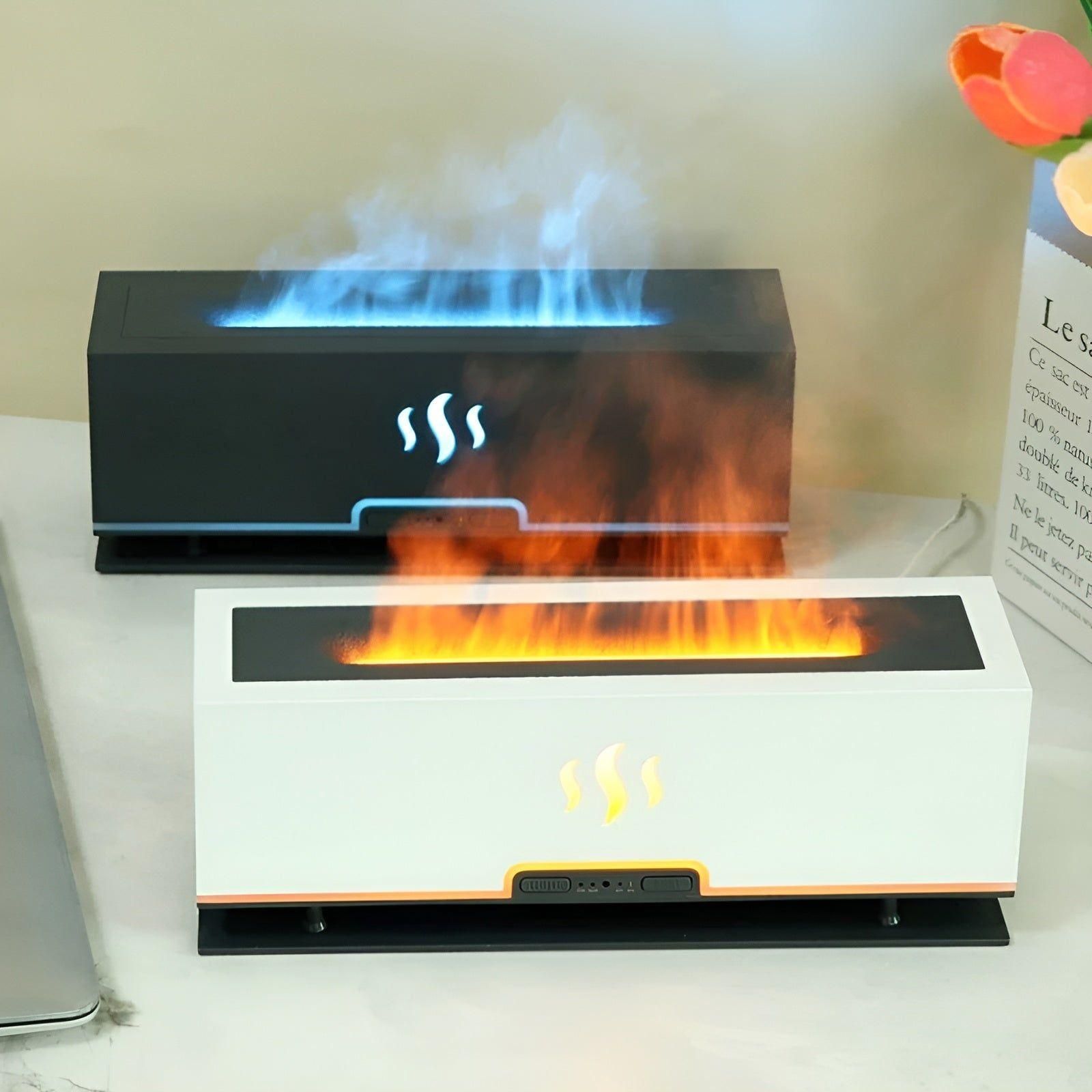 Humidificateur portable avec lumière flammes et parfum
