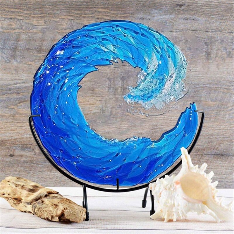 WaveFlow - Sculpture artistique en verre de l'océan majestueux