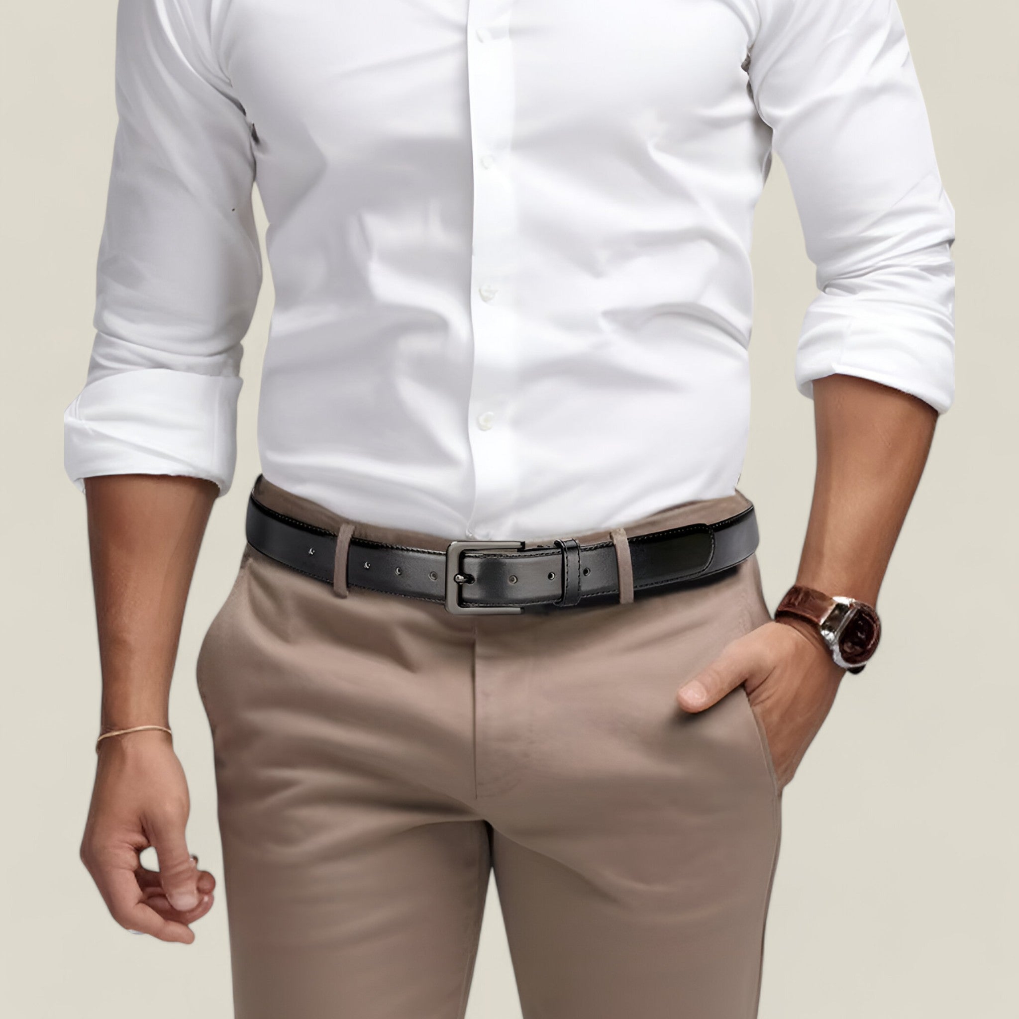 Titan - Ceinture noire classique avec trous réglables