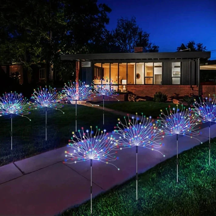 Lumière LED solaire en forme de feu d'artifice