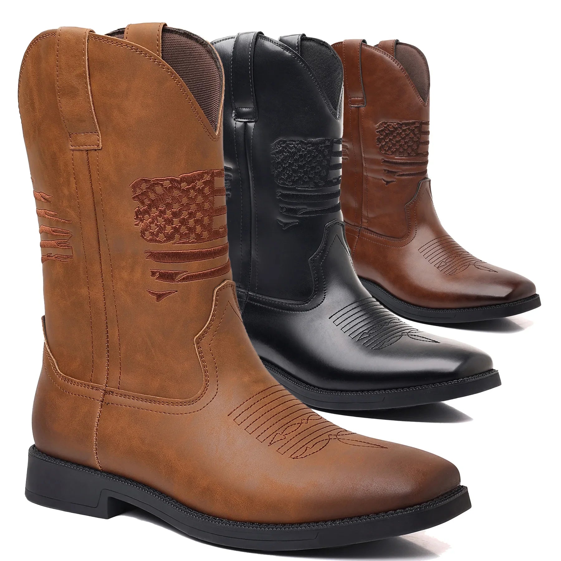 Theo - Bottes de cowboy rétro brodées pour hommes