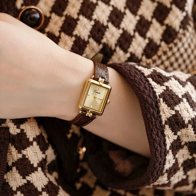 Valérie - Montre-bracelet pour femme d'inspiration vintage avec bracelet en cuir