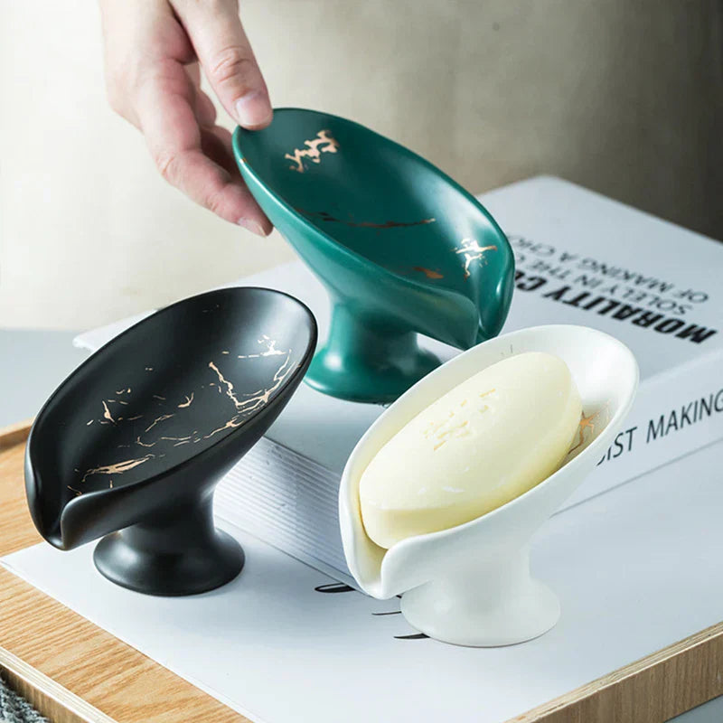 LuxeLeaf - Élégant porte-savon en forme de feuille pour la salle de bain