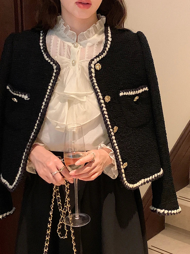 Blazer en tweed à col rond stylé Florey