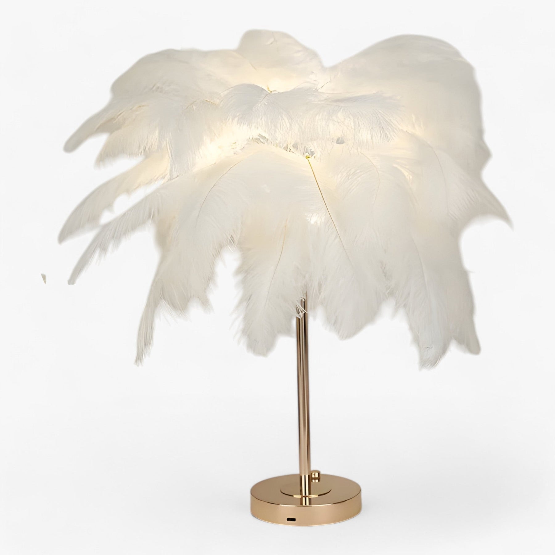 LuxePalm - Lampe de table LED en plumes de palmier glamour