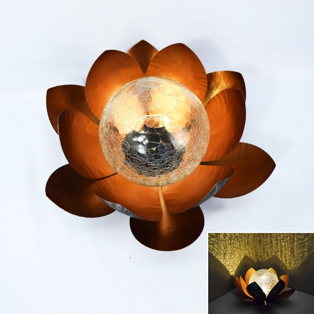 LumaLotus - Lotus lumineux solaire avec centre en verre crépitant