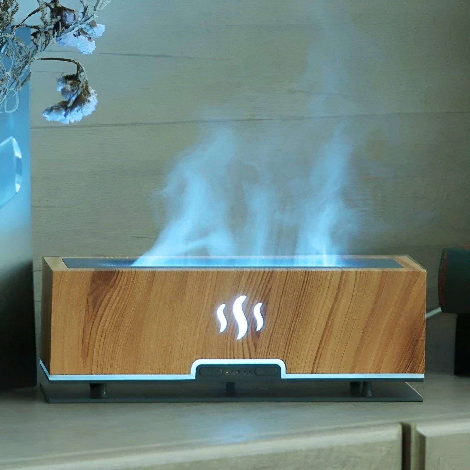 Humidificateur portable avec lumière flammes et parfum