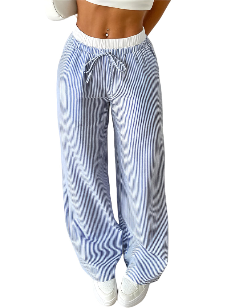 Beatrize - Pantalons lounge à bandes sans effort avec jambes larges