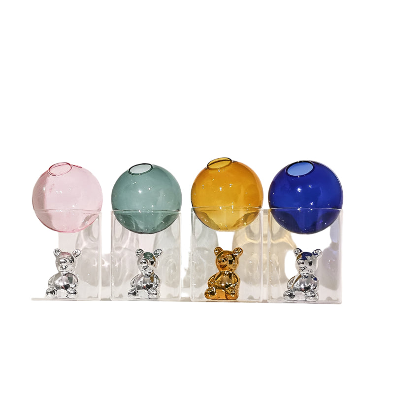 BearBliss - Ensemble de vases en verre décoratifs avec de charmantes figurines d'ours