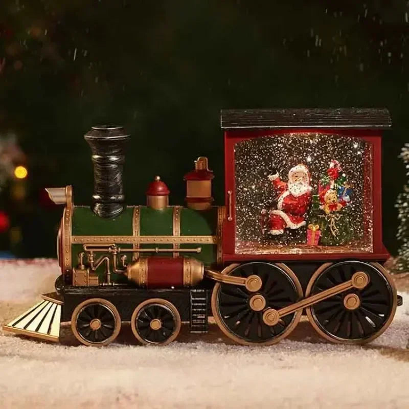Décoration de train de Noël avec musique de neige
