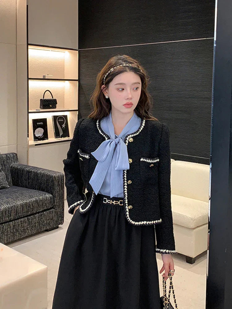 Blazer en tweed à col rond stylé Florey