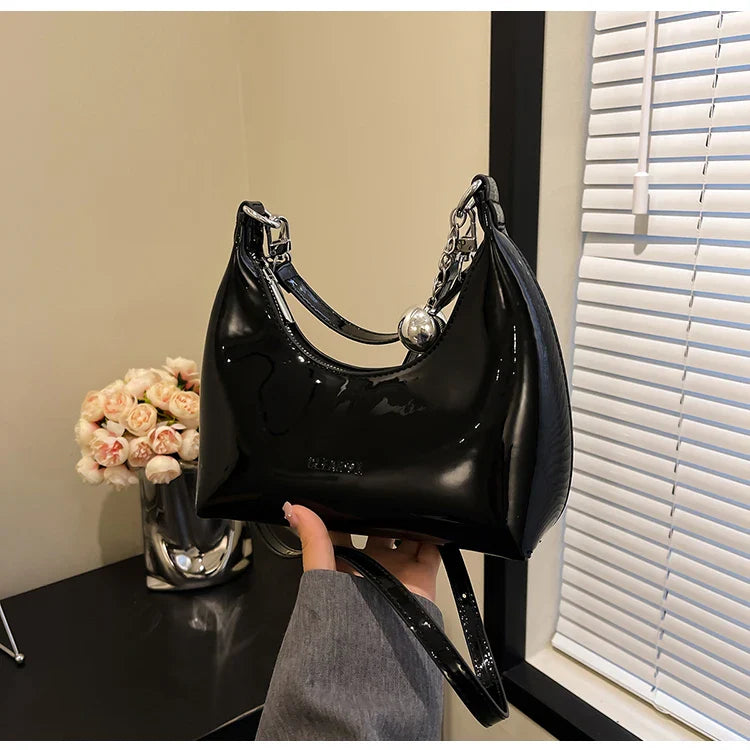 Sac avant-bras brillant avec fermeture éclair et sac à épaule