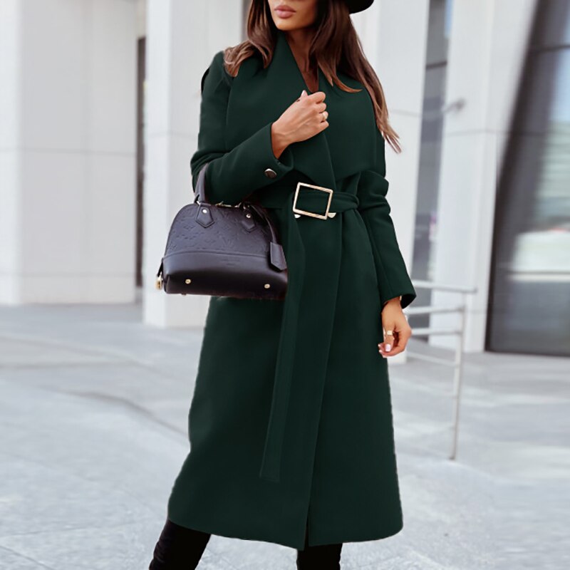 Janah | Manteau élégant en laine avec ceinture pour un style intemporel